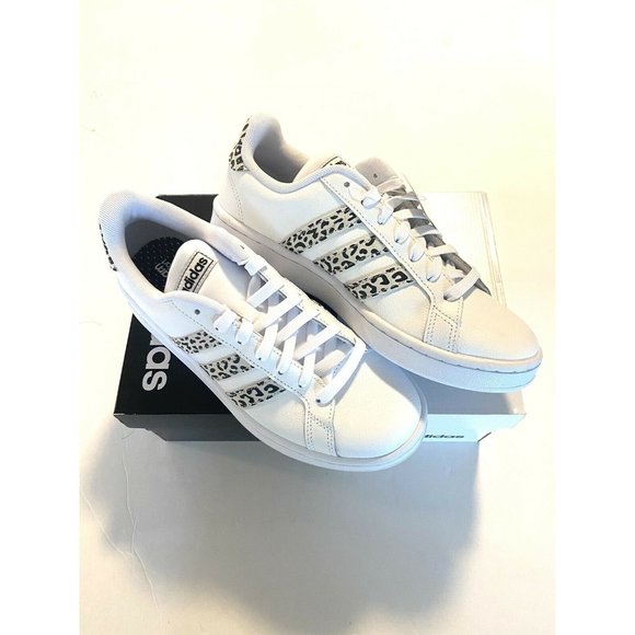 New Adidas Grand Court White Leopard Sneakers - Picture 4 of 11
